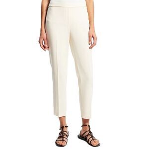 Theory Treeca Pull On Linen Pants WMNS 16 Cream Rice Straight Leg‎ Mid Rise Crop